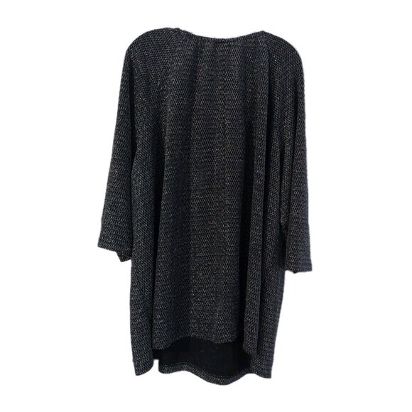 Catherines Plus Blouse Size 4X Christmas Black Shine Silver Tunic Metal Party - Picture 2 of 8